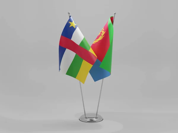 Eritrea Bandiere Cooperazione Della Repubblica Centrafricana Sfondo Bianco Render — Foto Stock