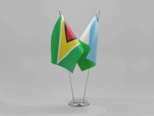 Djibouti Guyana Cooperation Flags White Background Render — стокове фото