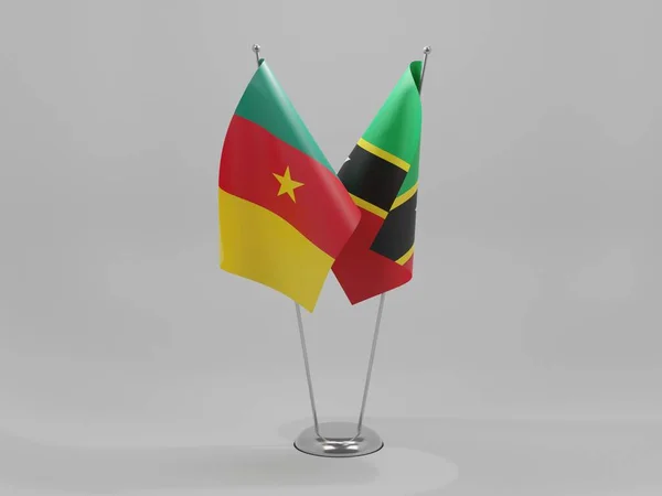 Saint Kitts Nevis Kamerun Flagi Współpracy Białe Tło Render — Zdjęcie stockowe