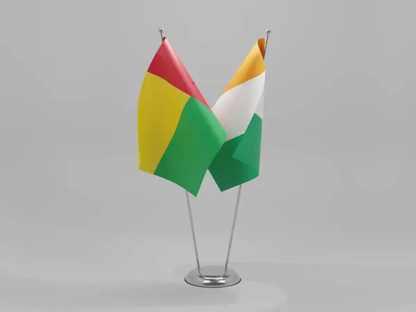 Cote Ivoire Guinea Bisu Cooperation Flags White Background Render — 스톡 사진