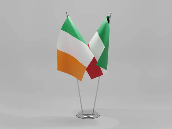Kuwait Ireland Cooperation Flags White Background Render — стокове фото