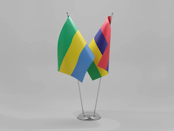 Mauritius Gabon Şbirliği Bayrakları Beyaz Arkaplan Render — Stok fotoğraf