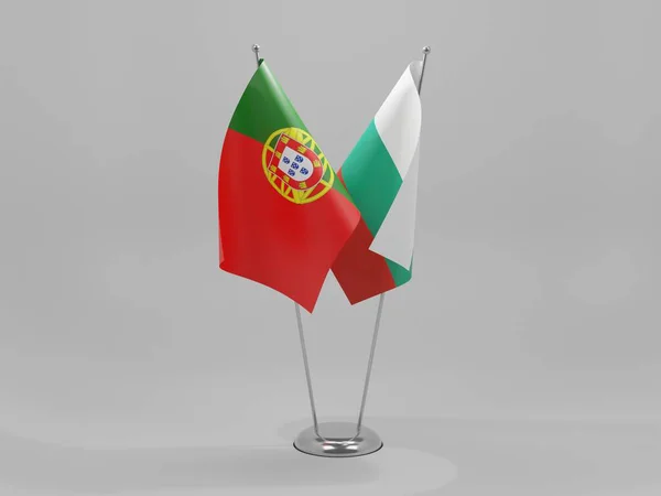 Bulgaria Portugal Cooperation Flags White Background Render — Stock Photo, Image