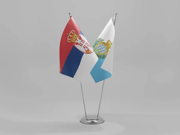 San Marino Serbien Kooperationsfahnen Weißer Hintergrund Render — Stockfoto