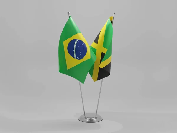 Jamaica Brasil Bandeiras Cooperação Fundo Branco Render — Fotografia de Stock