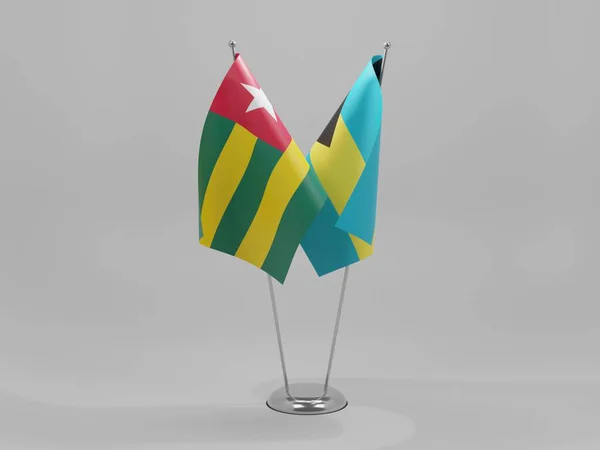 Bahamy Togo Flagi Współpracy Białe Tło Render — Zdjęcie stockowe