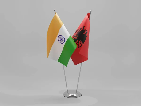 Albania India Cooperation Flags White Background Render — Stock Photo, Image
