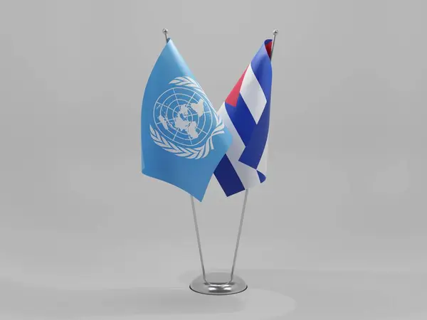 Cuba Bandeiras Cooperação Das Nações Unidas Fundo Branco Render — Fotografia de Stock