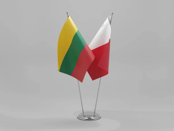 Мальта Флаги Lithuania Cooperation Белый Фон Render — стоковое фото