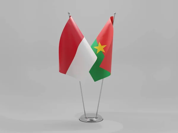 Burkina Faso Indonézia Együttműködési Zászlók Fehér Háttér Render — Stock Fotó
