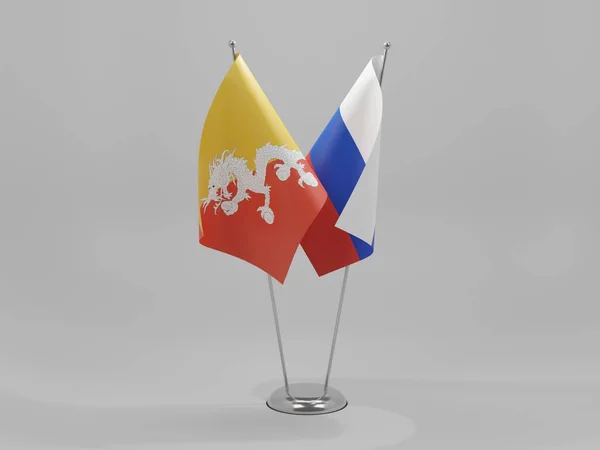 Russland Bhutan Kooperationsflaggen Weißer Hintergrund Render — Stockfoto