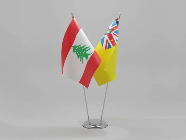 Niue Lebanon Cooperation Flags White Background Render — Stock Photo, Image