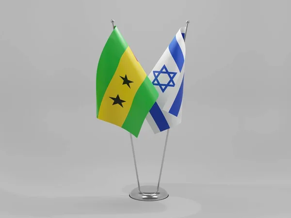 イスラエル サントメ プリンシペ協力旗 ホワイトの背景 3Dレンダリング — ストック写真