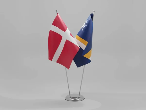 Wyspy Marshalla Dania Flagi Współpracy Białe Tło Render — Zdjęcie stockowe