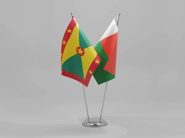 Madagascar Bandiere Cooperazione Grenada Sfondo Bianco Render — Foto Stock