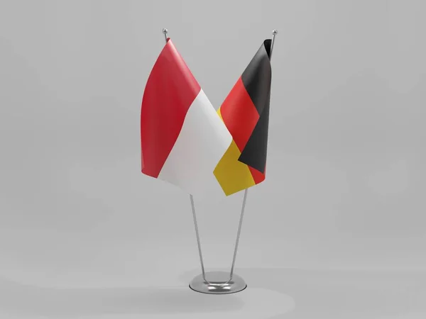 Jerman Indonesia Cooperation Flags White Background Render — Stok Foto