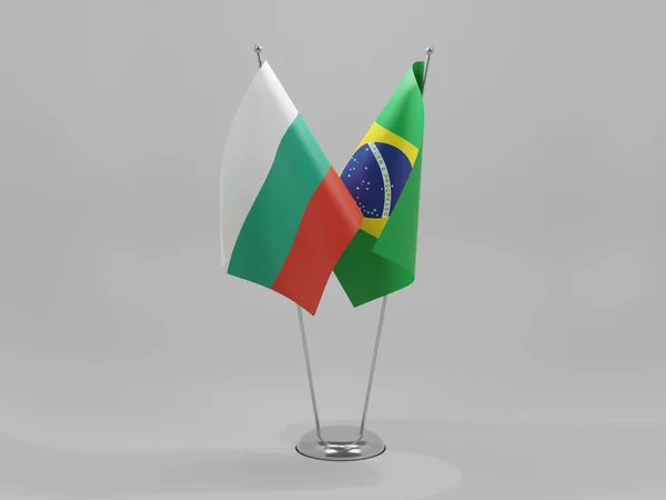 Brasil Bulgária Bandeiras Cooperação Fundo Branco Render — Fotografia de Stock