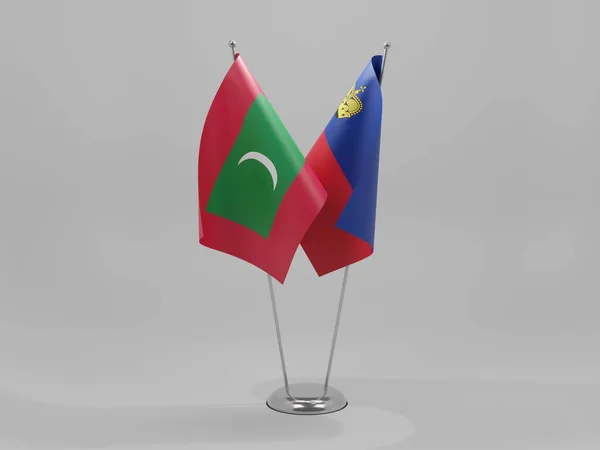 Liechtenstein Drapeaux Coopération Des Maldives Fond Blanc Render — Photo