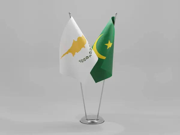 Mauritânia Chipre Bandeiras Cooperação Fundo Branco Render — Fotografia de Stock
