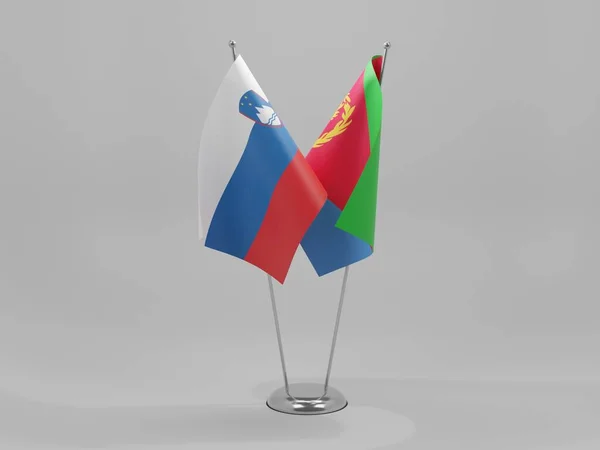 Eritrea Slovenië Samenwerkingsvlaggen Witte Achtergrond Render — Stockfoto