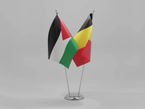 Belgique Drapeaux Coopération Jordanie Fond Blanc Render — Photo