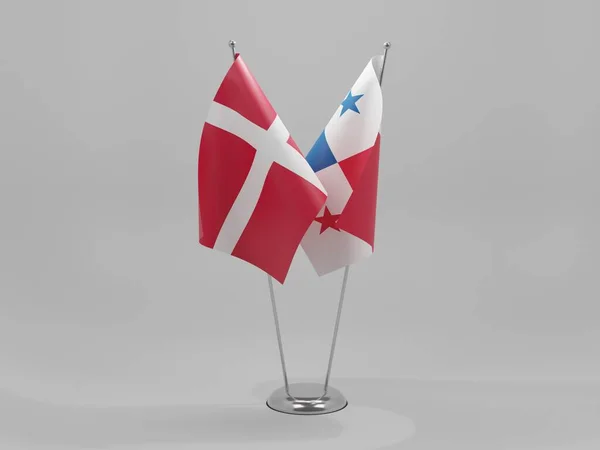 パナマ デンマーク協力旗 白背景 3Dレンダリング — ストック写真