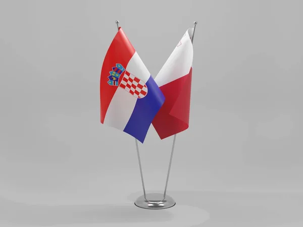 Malta Croatia Cooperation Flags White Background Render — Stock Photo, Image