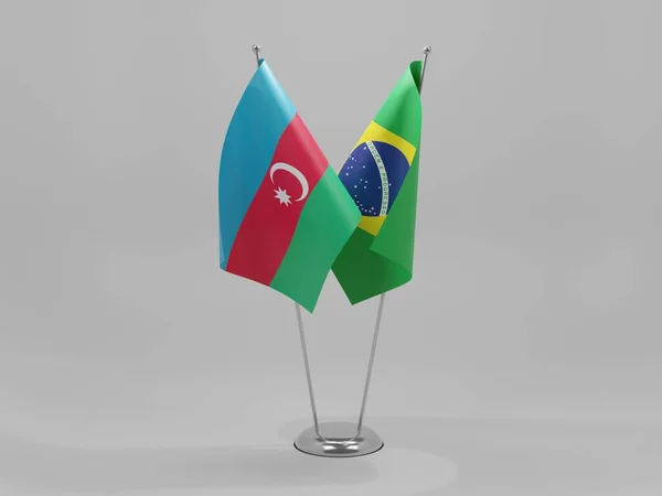 Drapeaux Coopération Brésil Azerbaïdjan Fond Blanc Render — Photo