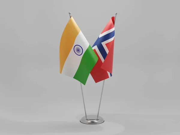 Norway India Cooperation Flags White Background Render — Stock Photo, Image