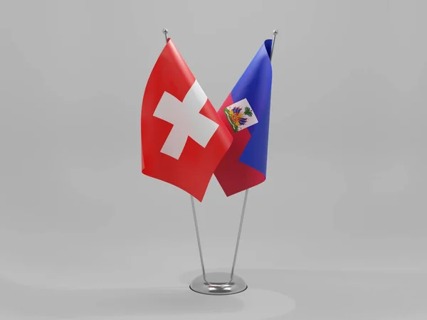 Haiti Switzerland Cooperation Flags White Background Render — стокове фото