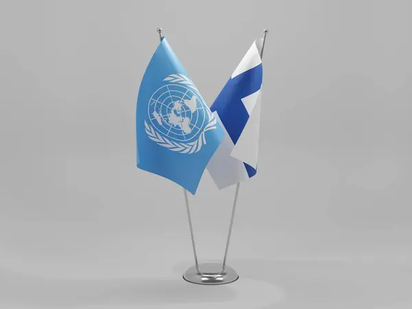 フィンランド 国連協力旗 白い背景 3Dレンダリング — ストック写真