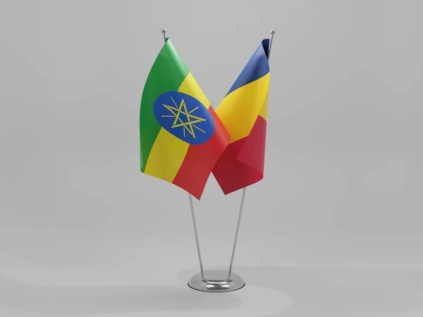 Chad Ethiopia Cooperation Flags White Background Render — Stock Photo, Image