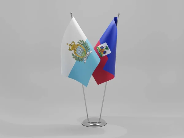 Haití Banderas Cooperación San Marino Fondo Blanco Render —  Fotos de Stock