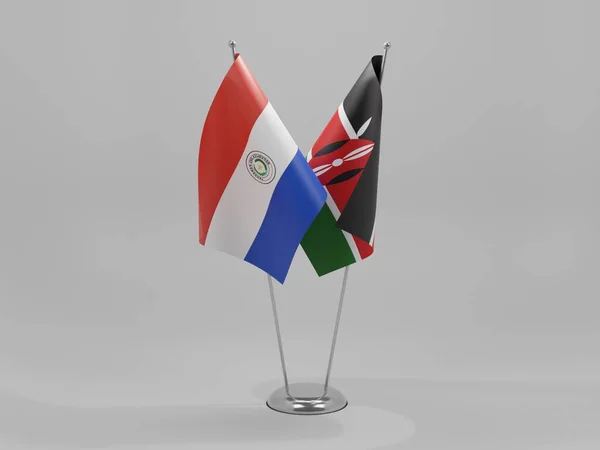 Quênia Bandeiras Cooperação Paraguai Fundo Branco Render — Fotografia de Stock