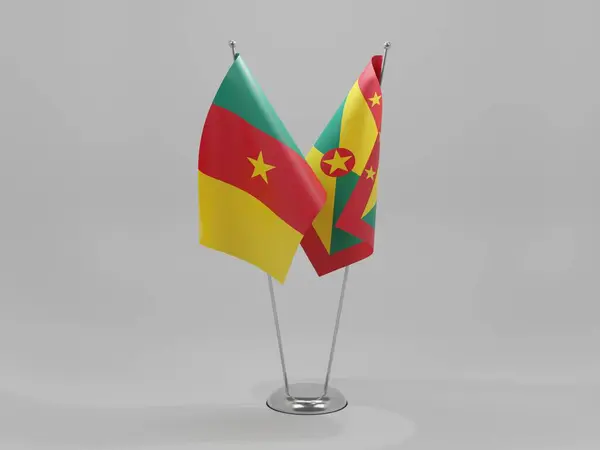 Grenada Bandiere Cooperazione Del Camerun Sfondo Bianco Render — Foto Stock