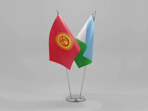 Djibouti Samenwerkingsvlaggen Van Kirgizië Witte Achtergrond Render — Stockfoto