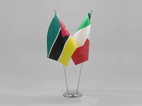 Italien Moçambique Flaggor För Samarbete Vit Bakgrund Render — Stockfoto