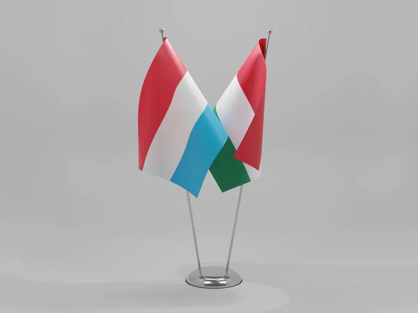 Hongarije Luxemburg Samenwerkingsvlaggen Witte Achtergrond Render — Stockfoto