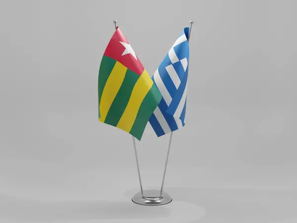 Grecia Bandiere Cooperazione Togo Sfondo Bianco Render — Foto Stock