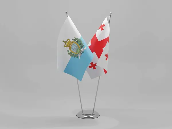 Georgien San Marino Kooperationsfahnen Weißer Hintergrund Render — Stockfoto