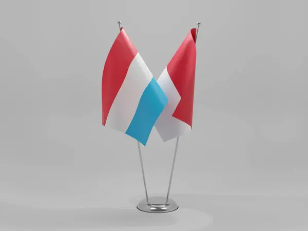 Monaco Luxemburgse Samenwerkingsvlaggen Witte Achtergrond Render — Stockfoto