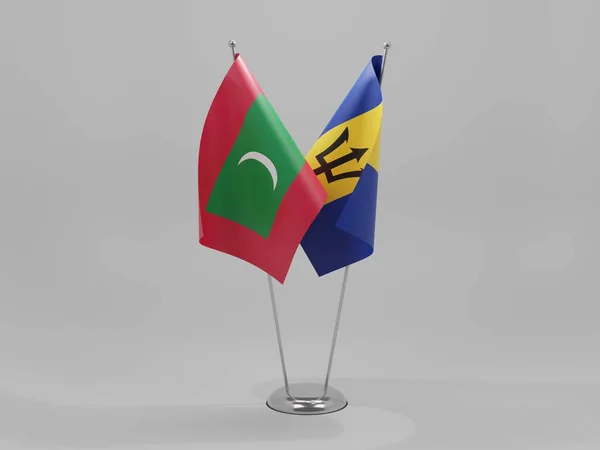 Μπαρμπάντος Μαλδίβες Σημαίες Συνεργασίας Λευκό Φόντο Render — Φωτογραφία Αρχείου