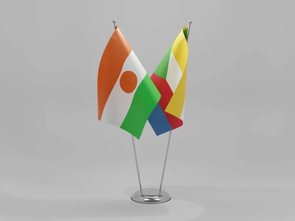 Comoras Banderas Cooperación Níger Fondo Blanco Render —  Fotos de Stock