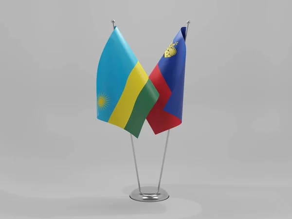 Liechtenstein Bandiere Cooperazione Del Ruanda Sfondo Bianco Render — Foto Stock