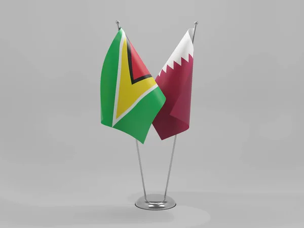 Qatar Banderas Cooperación Guyana Fondo Blanco Render — Foto de Stock