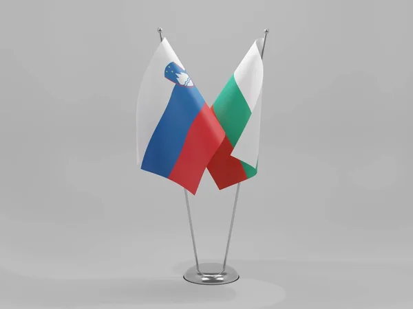 Bulgarie Slovénie Drapeaux Coopération Fond Blanc Render — Photo