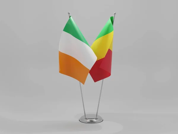 Mali Ireland Cooperation Flags White Background Render — стокове фото