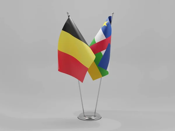 República Centroafricana Banderas Cooperación Bélgica Fondo Blanco Render —  Fotos de Stock