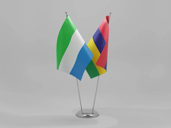 Mauritius Sierra Leone Cooperation Flags White Background Render — Stock Photo, Image