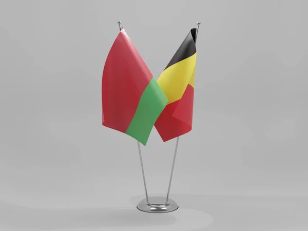 Belgique Drapeaux Coopération Bélarus Fond Blanc Render — Photo